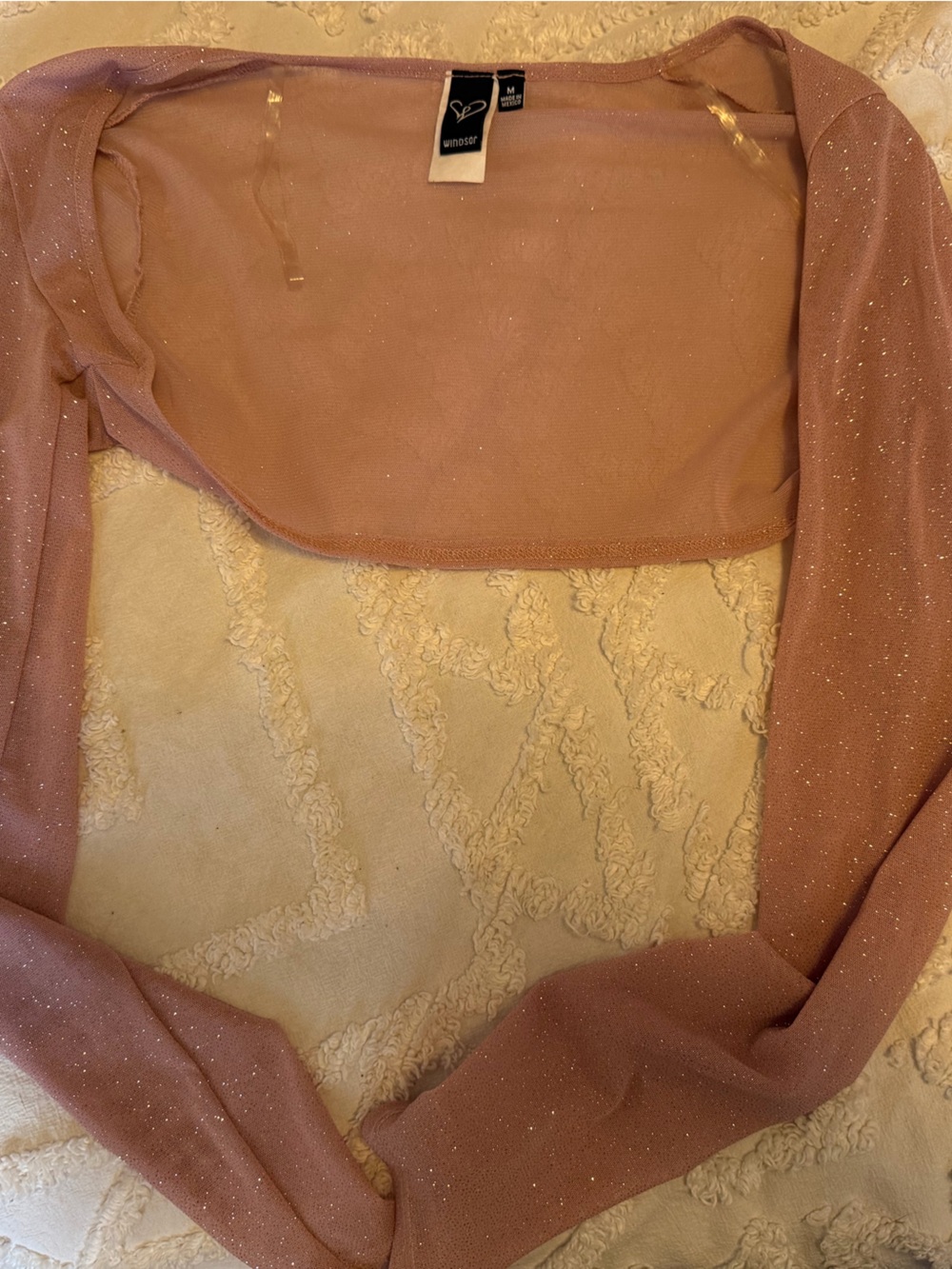 Windsor Sparkly Dusty Rose Bolero Shrug Top with Black Brand Tag